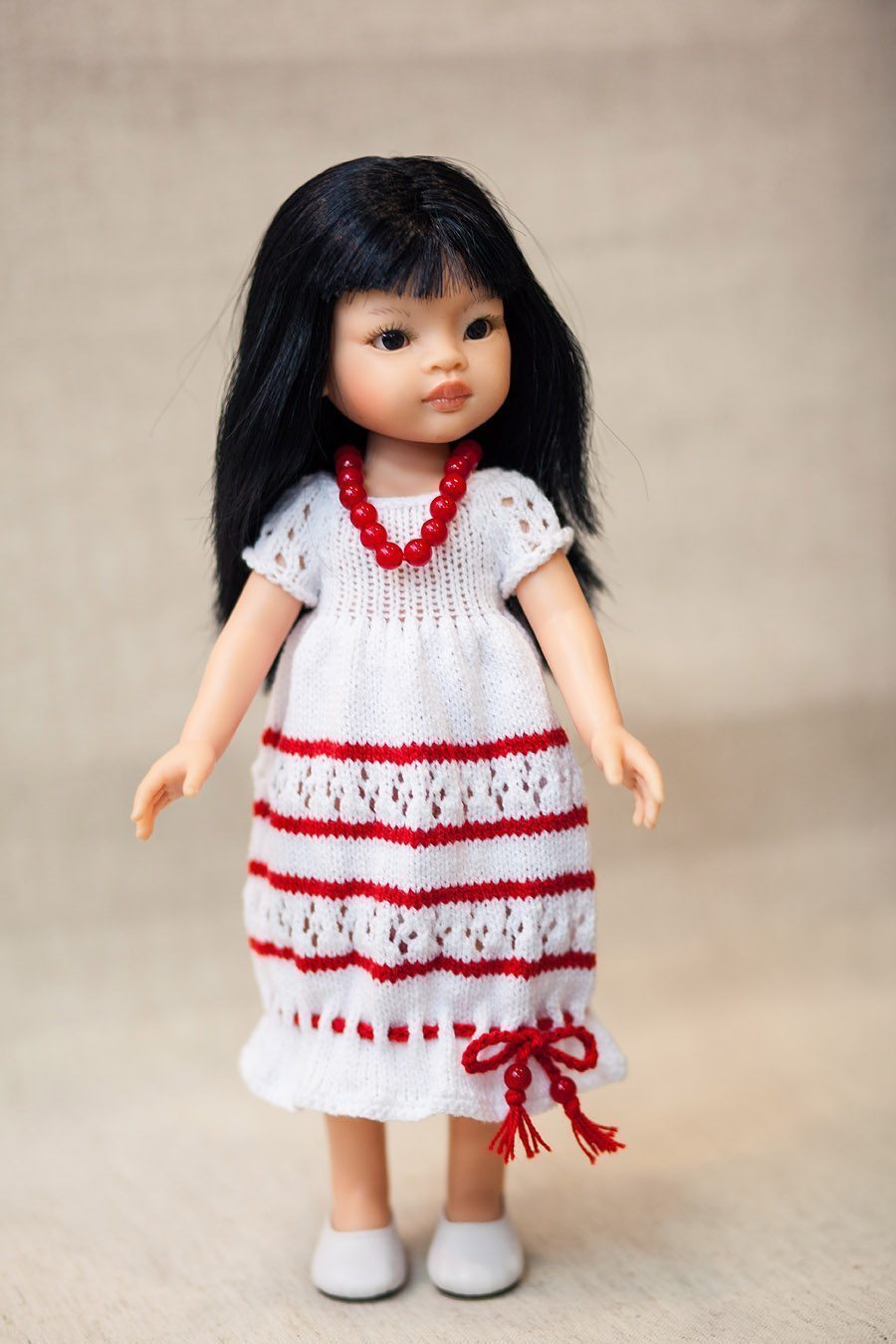 Белое-красное платье Handmade для кукол Paola Reina, 32 см Paola Reina HM-EK-80 #Tiptovara#